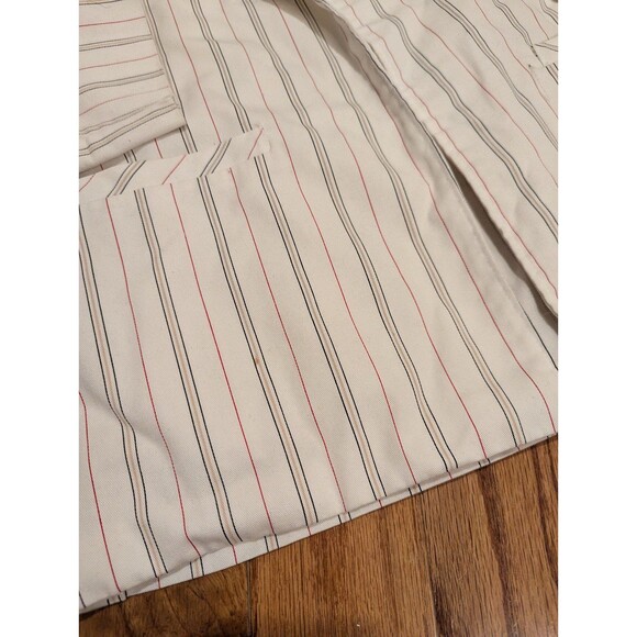 Vintage Carriage Court Pin Stripe White Blue Red Blazer with Shoulder Pads S17 - Picture 4 of 8